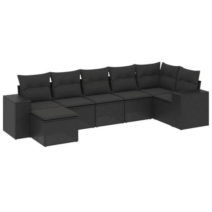 VidaXL Garden Lounge Set with Cushions 7 Pcs, Patio Sofas, Patio Furniture Set, Outdoor Furniture, Black 3222874
