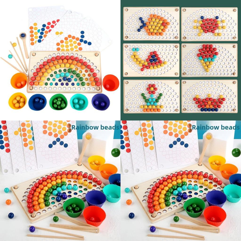 Wooden Rainbow Clamp Bead Fitting Toy For Kids Educational Logic Development And Parentchild Games