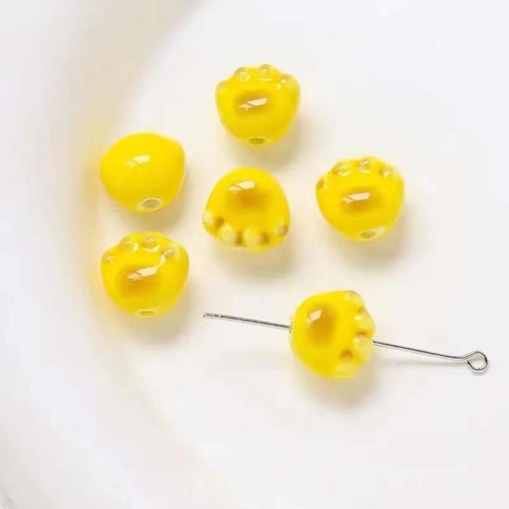10Pcs Cartoon Design Cat Paw Beads Ceramic Jewelry Making Material  Student