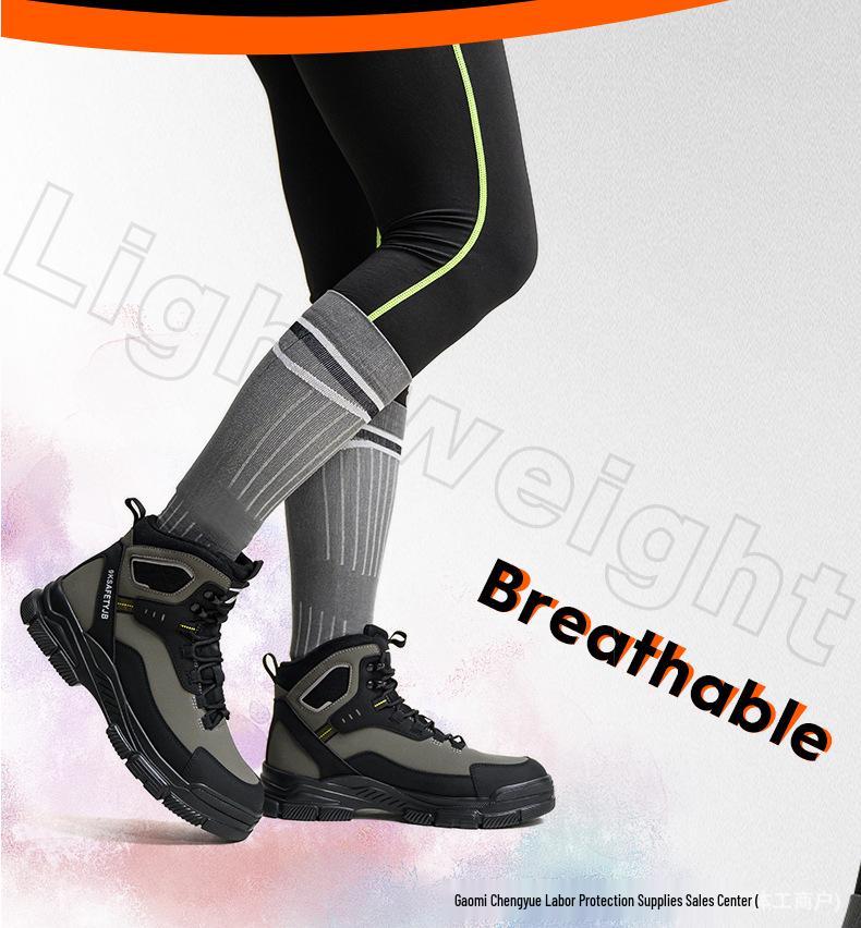Top-Selling High-Top Microfiber Leather Safety Boots - Outdoor Mountaineering Steel Toe, Anti-Smash, Anti-Puncture, Wear-Resistant.