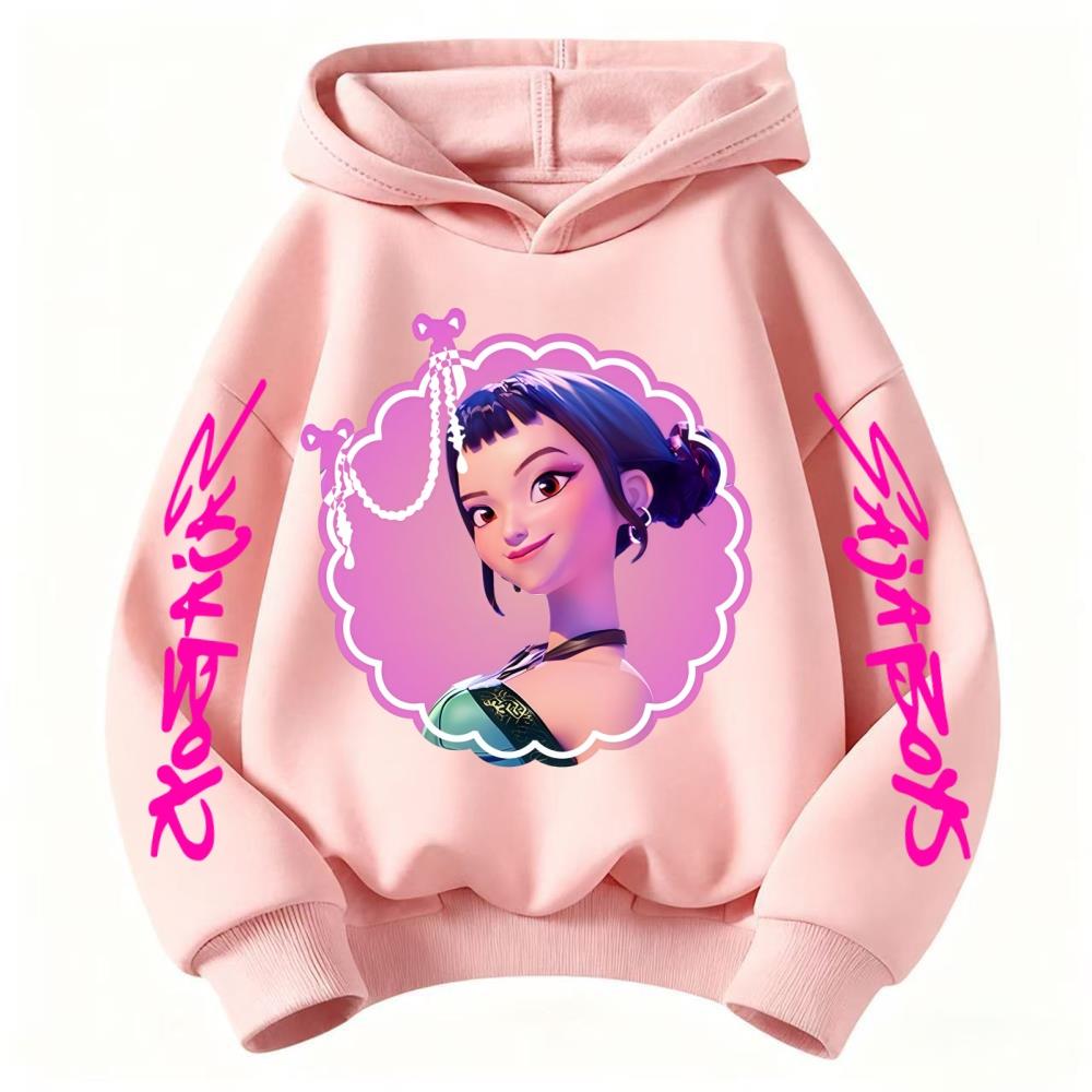 Kpop Охотник на демонов ZOEY Толстовка с мультяшным принтом Милый аниме-персонаж Худи Девочка Повседневный Милый Сладкий Лонгслив 150 розовый