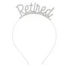 JY Retirement Party Decorations Rose Gold Silver Officially Retired Glitter Sash With Rhinestone Headband