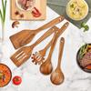 Wooden Utensils for Cooking, 5 Pcs Natural Teak Wooden Kitchen Utensil Set Wooden Spoons for Cooking Wooden Cooking