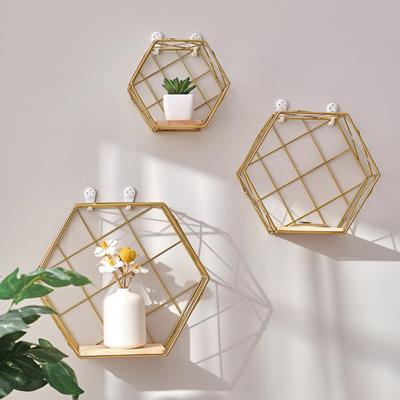 Wall Shelf Large-Capacity Storage Rack with Hexagonal Shape Art Display Stand Wall Mounted Shelf for Living Room