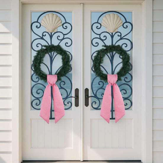 2Pcs Fall Thanksgiving Plaid Print Wreath Belt Farmhouse Ribbon DIY Craft Monogram Outdoor Indoor Autumn Decor