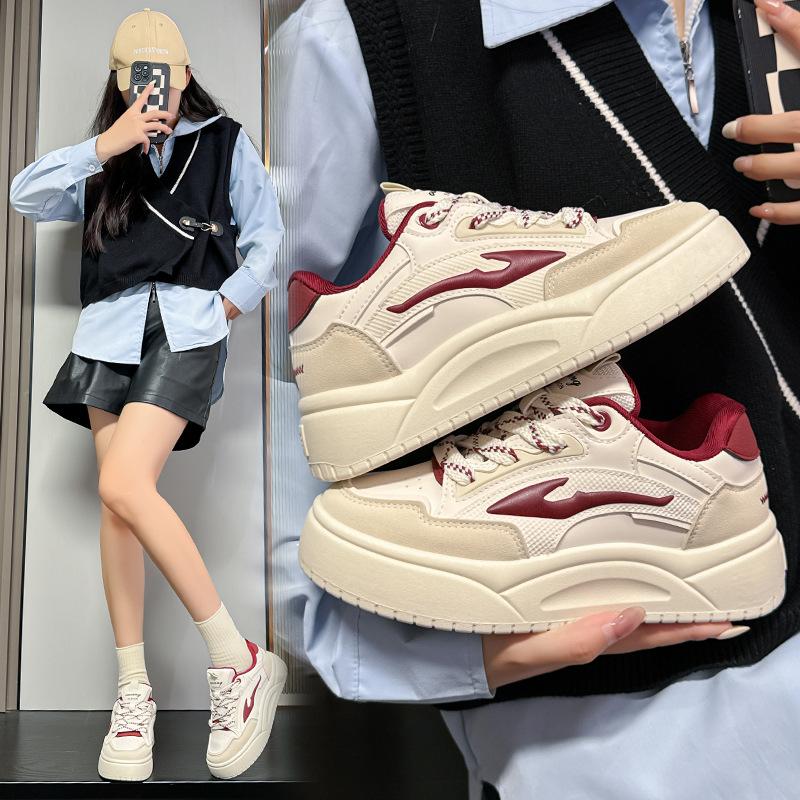 Spring and Autumn New Sports and Leisure Ins Platform Leather Single Shoes Board Shoes