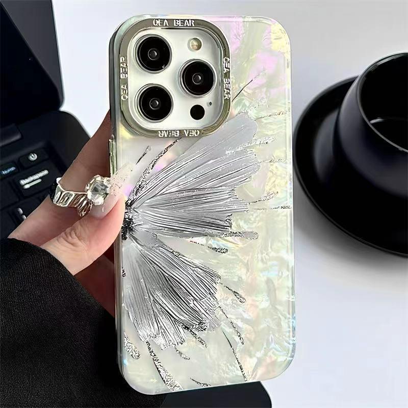 Мягкий чехол Sense Shell с узором бабочки для iPhone 15 Pro Max, 14, 13, 12, 11 - Полная защита для женщин iPhone 12