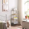 VASAGLE Bathroom Storage Shelf, Tempered Glass Storage Rack, 4-Tier Storage Unit, Sturdy, Easy To Assemble, for Living Room, Bedroom, Office, Golden