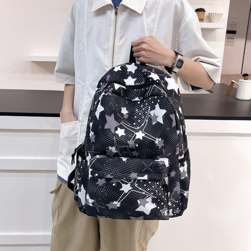 Schulrucksack für Studenten mit Sternenprint, Batik-Rucksack, große Kapazität, Graffiti-Campus-Rucksack