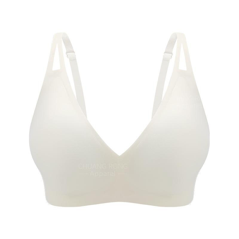 

No steel rim jelly glue underwear women s deep V-neck breathable mesh splicing large chest showing small thin beautiful back seamless bra S
