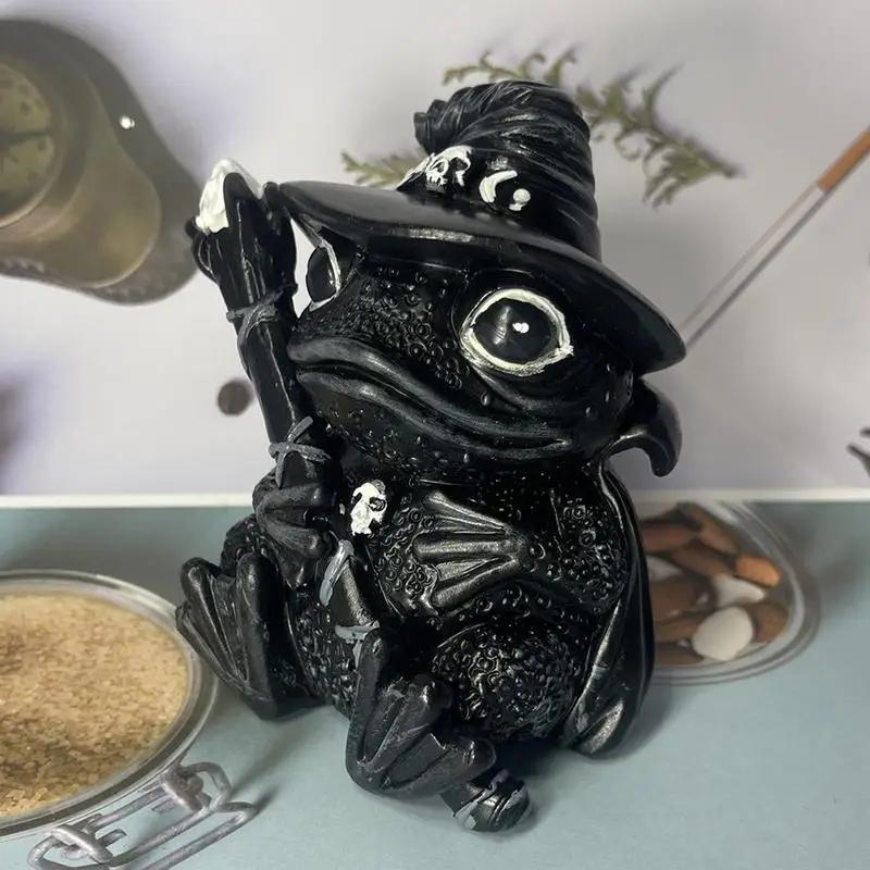 

Креативная статуэтка животного Черная страшная скульптура Домашние украшения Настольные центральные элементы Овца Кошка Лягушка Смола Коллекционные фигурки Frog