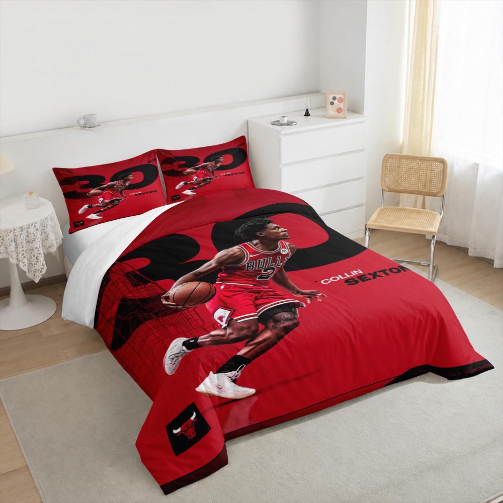 "Red Basketball Player Illustration Design Bedding setBedding set (1 duvet cover, 2 pillowcases, duvet not included)