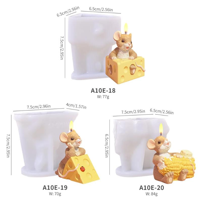 3D Mouse Cheese Aromatherapy Candle Silicone Mold DIY Handmade Romantic Scented Valentine's Day Party Home Decor Birthday Gift