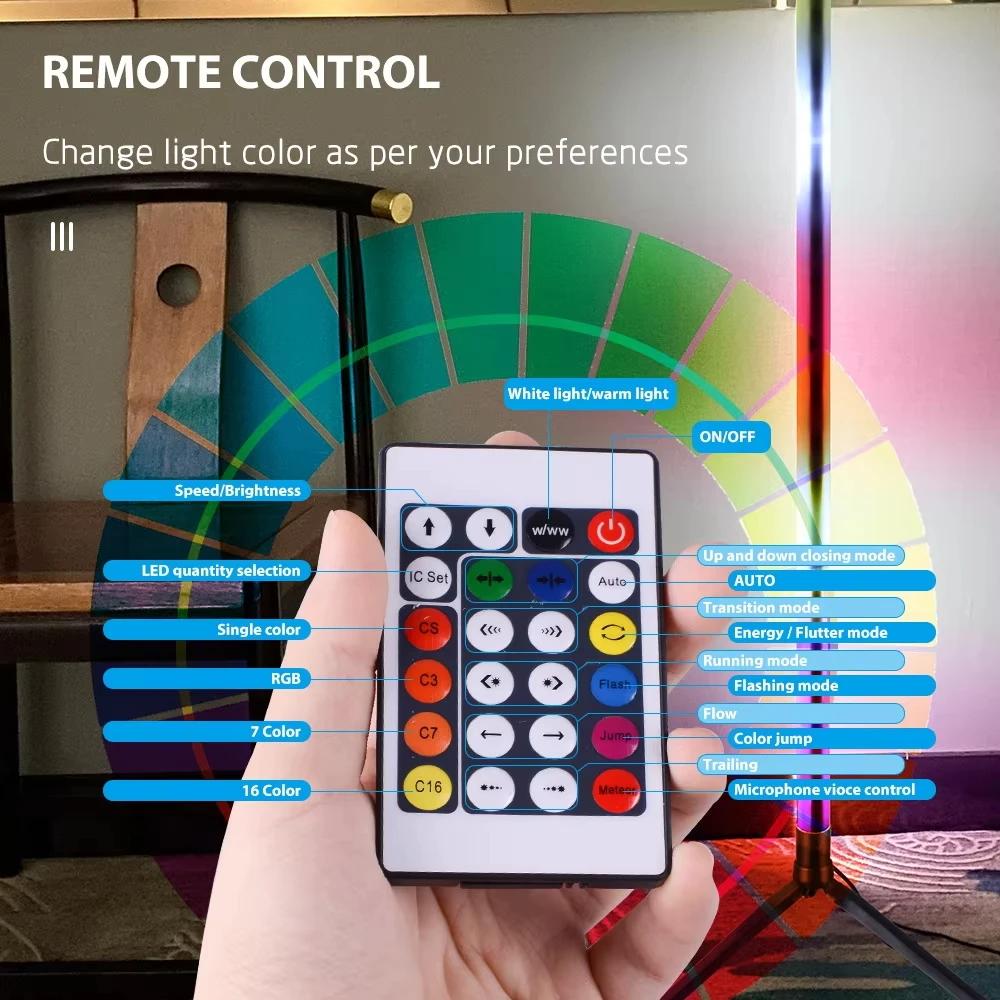 RGB LED Floor Lamp Remote APP Control Music Sync Corner Lighting Timer Smart Modern Mood Standing Lamp for Bedroom Living Room