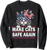 Make Cats Safe Again Funny Cat Lover USA Flag Gift Unisex Crewneck Sweatshirt