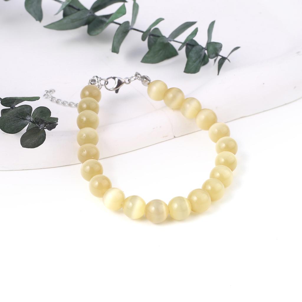 Γυναικείο Βραχιόλι Φυσική Πέτρα Χάντρες Μάτι της Γάτας 8X8 MM Γούρια Για Γυναίκες Ρομαντικό Δώρο Γενεθλίων