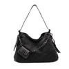 IELGY Canvas Large Capacity Casual Retro Denim Underarm Bag Commuter Tote Bag