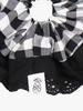 Pink Pineapple Check Lace Scrunchie_Black