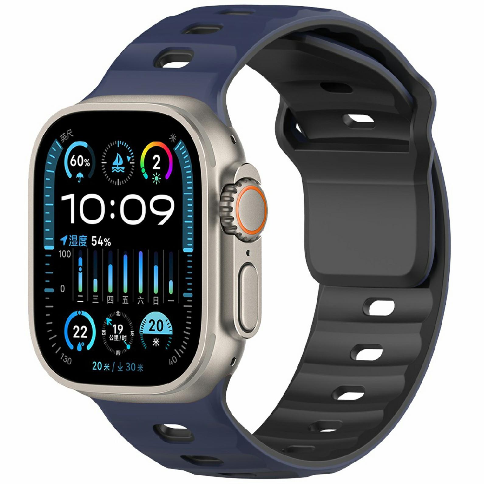

Watch Band for Apple Watch Series 10 Ultra 9 8 7 SE 6 5 4 3 2 1 46mm 49mm 45mm 44mm 42mm Dual Color Silicone Strap Black/White