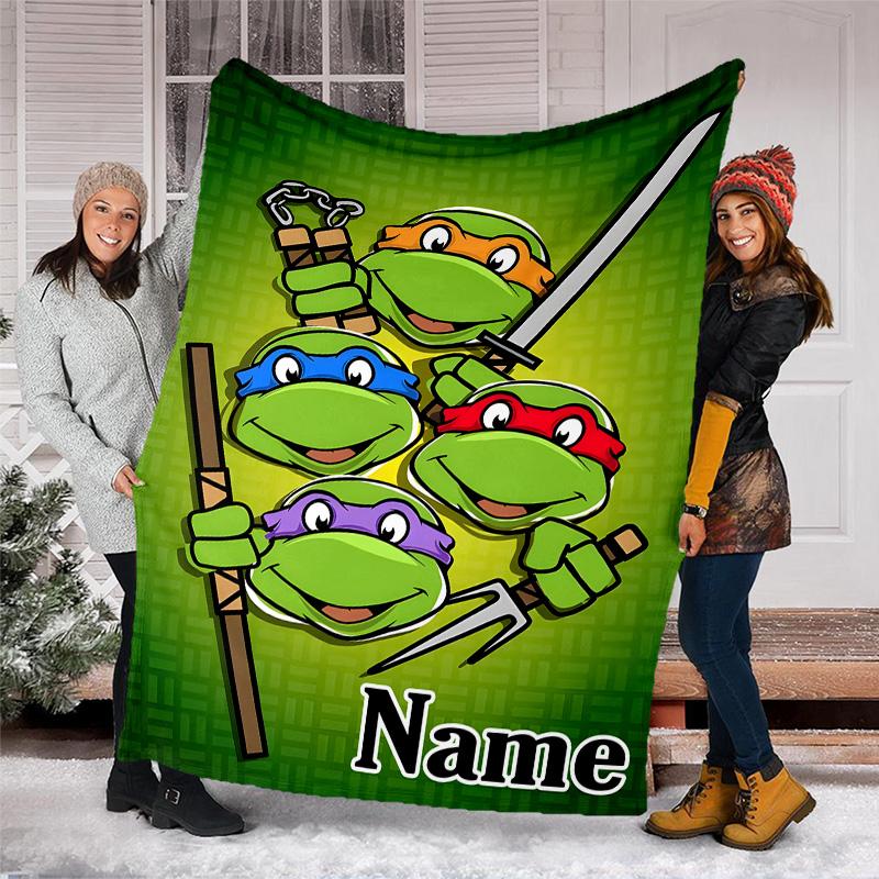 Customizable TMNT Throw Blanket – Personalized Name, All-Season Cozy Snug Blanket, Machine Washable, Personalized Blanket