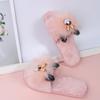 Fashion Cute Cartoon Animal Fur Slippers Women Open Toe Lightweight Plush Slippers Woman Winter Indoor Faux Fur Cotton Slides Ladies