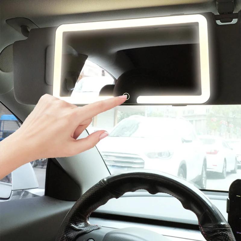 Travel LED Makeup Mirror for Car-Sun Visor Vanity Mirror,Automotive Interior Looking-Glass with Dimmable Touch,Auto Accessory