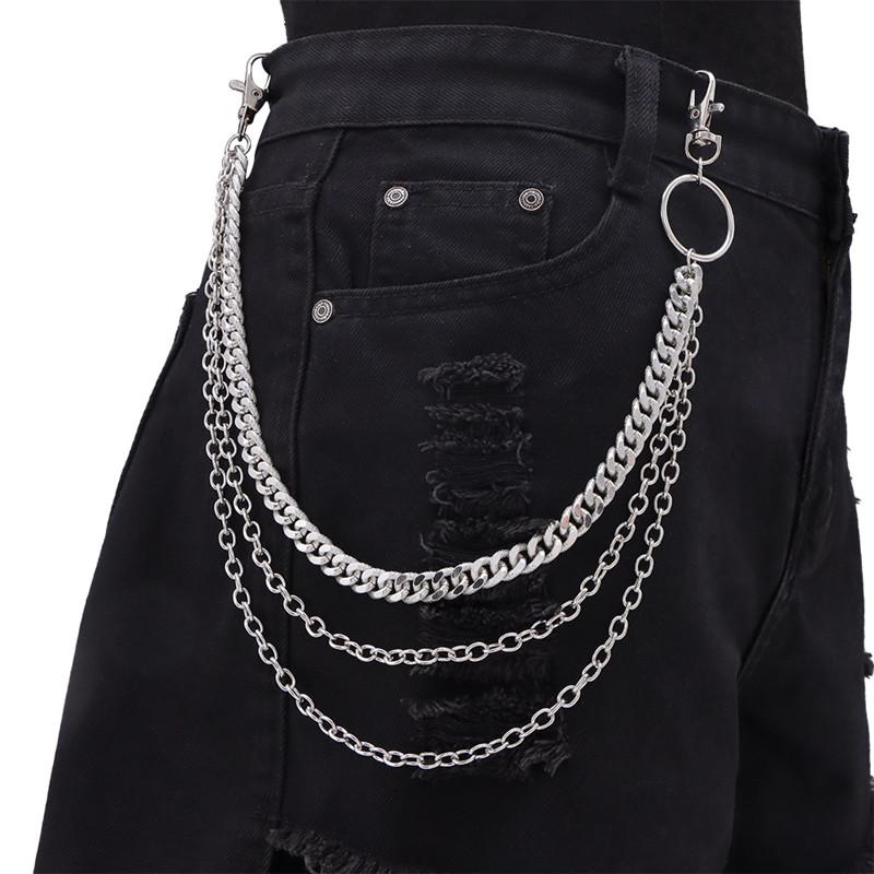Layer 3 Punk Style Metal Fashion Jeans Chain Accessories Pendant Versatile Pants Key Chain Hip-Hop Waist Chain