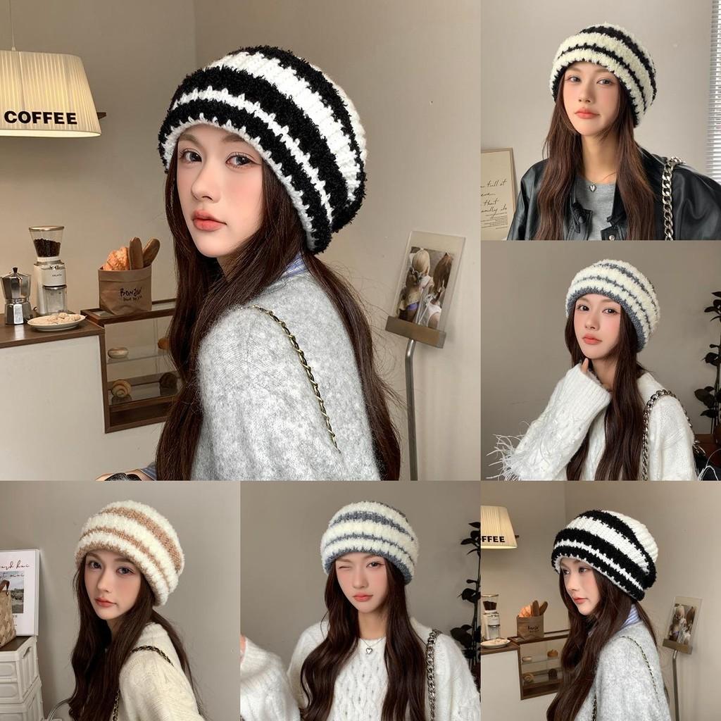 Wool Textured Knitting Beanie Women Cap Ear Protection Loose Fit Seasons Cold