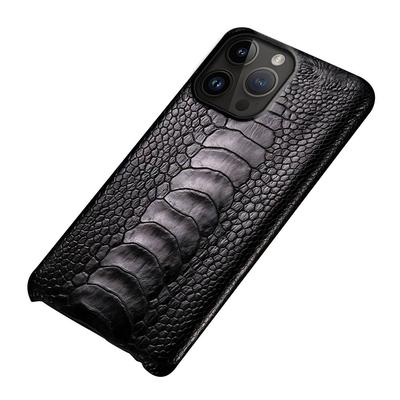 Funda de Cuero Genuino de Pata de Avestruz para iPhone 16 15 11 12 13 14 Pro Max 14Pro 13Pro 16 Plus 15Pro Promax Cubierta Trasera de Lujo