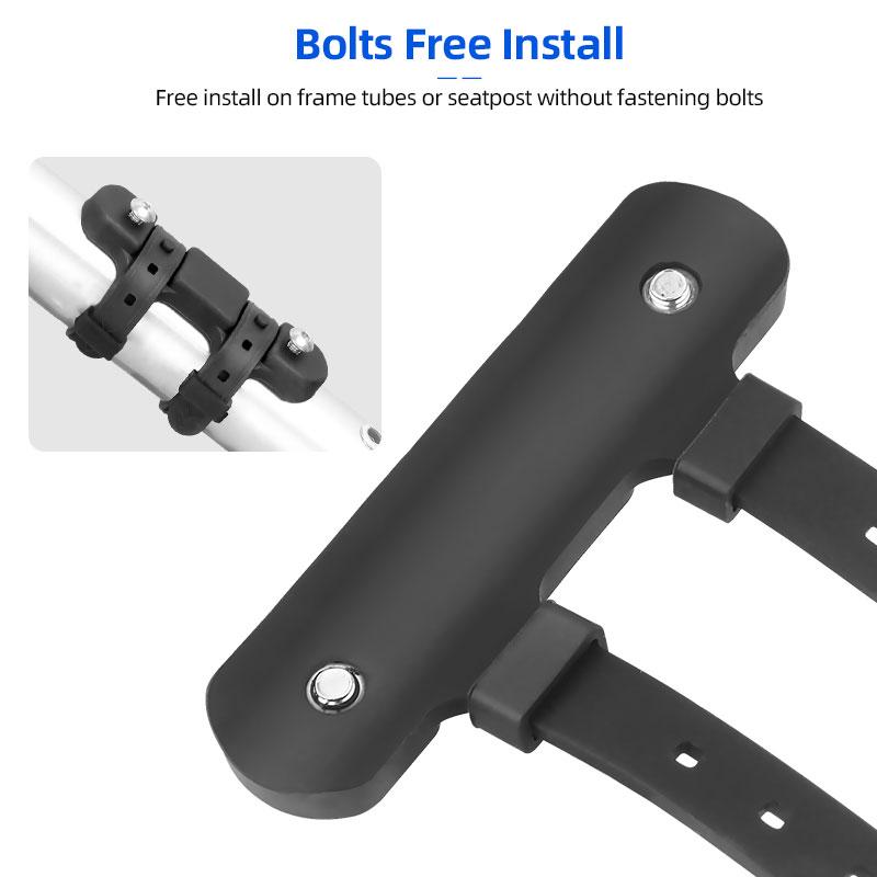 Wide Scope Bicycle Water Kettle Mount Adaptor Elastic Silicone Gel Bandage Bottle Cage Strap Seatpost Fork Frame Install 6