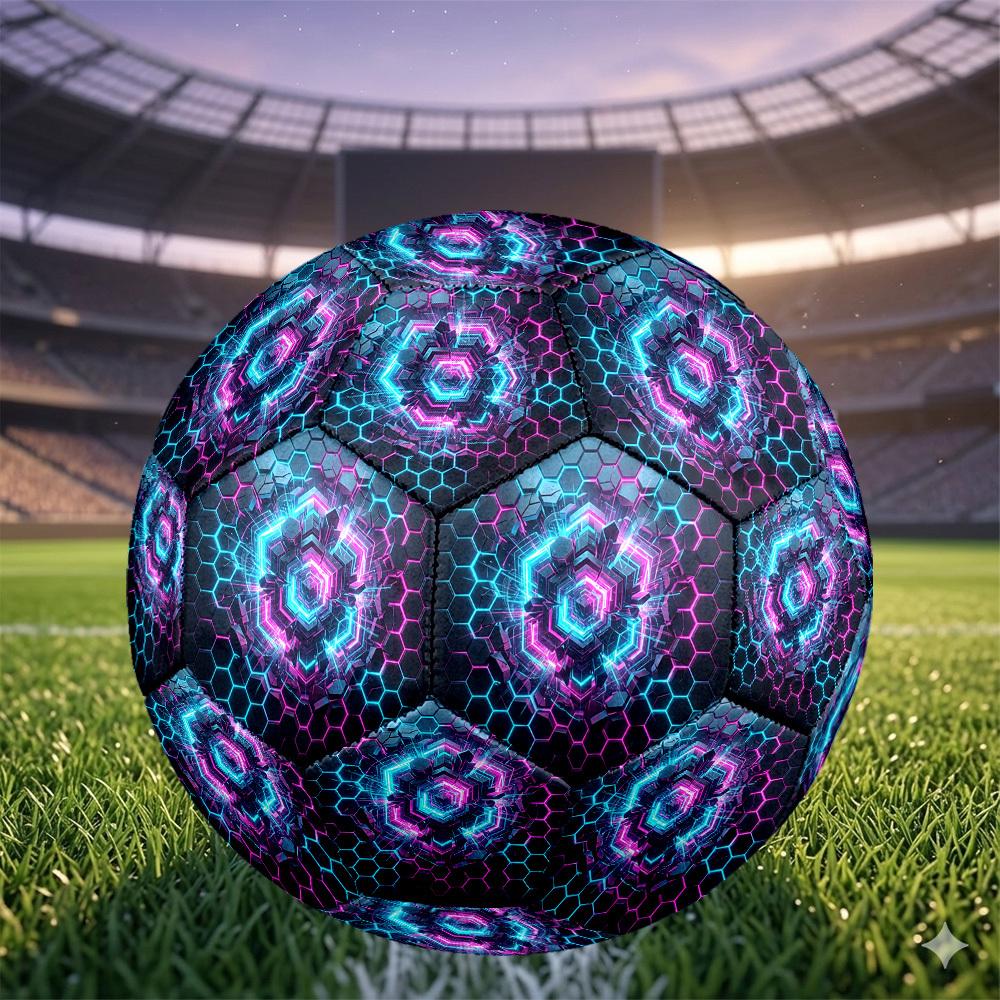 1pc Neon Hexagon Grid Themed Soccer Ball, Size 5, Lightweight PVC Material, Outdoor Training Soccer Ball Gift. q62261