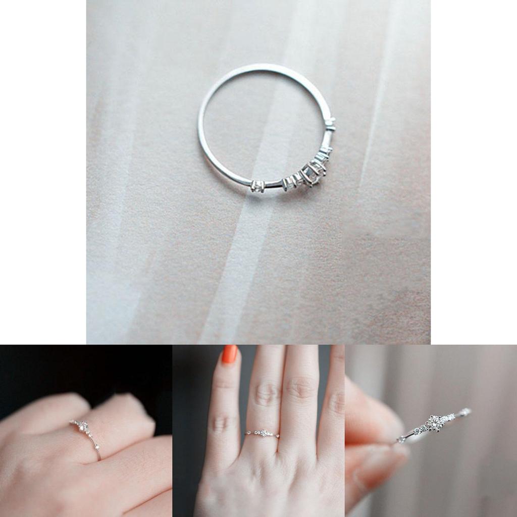 Premium Quality Women Simple Elegant Mini Crystal Eternity Engagement Ring