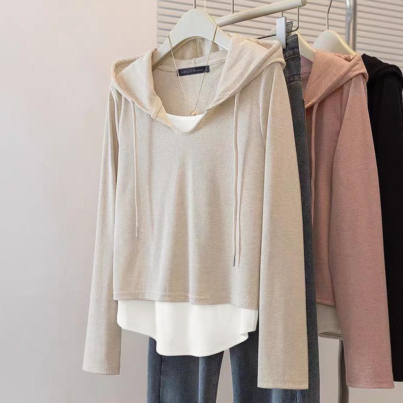 

ZANZEA Women Hoodies Casual Long Sleeve Patchwork Pullover Hooded Tops M хаки