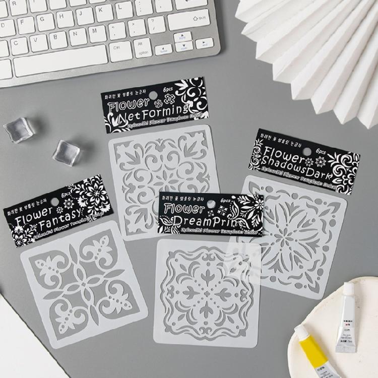 6 Pcs Flowers Stencils Drawing Stencils Leaf Templates For Creative Scrapbook Pages And DIY Home Projects