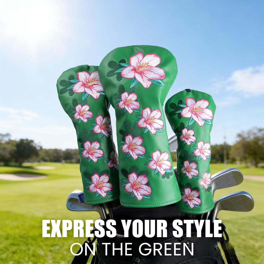 Azalea Goblet Golf Headcovers by Aliennana, for Driver (DR), Fairway Wood (FW), and Utility (UT) (1 Driver Cover) - Premium Embroidered PU Leather (3