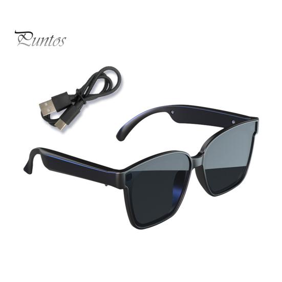 

Bluetooth-сумісні розумні сонцезахисні окуляри з аудіосистемою відкритого вуха Голосове керування Hands-Free Перезаряджувані ультрафіолетові окуляри Музичні окуляри чорний