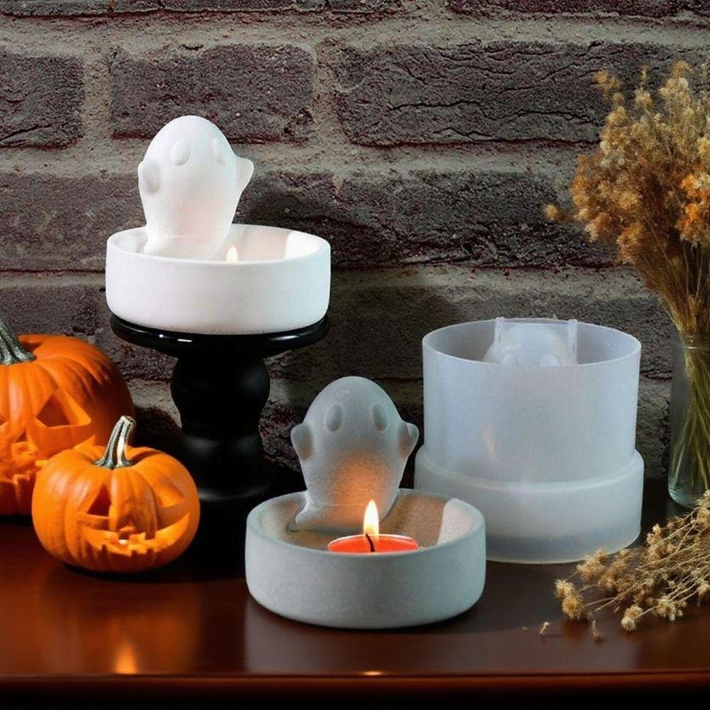 Creative Ghost Candlesticks Silicone Mold DIY Halloween Spooky Mold for Beginners