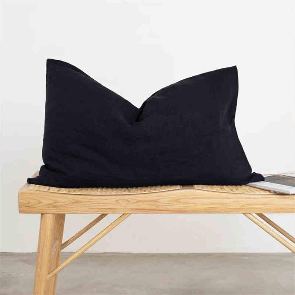 100% Französisches Leinen Weiche Atmungsaktive Kissenbezüge Dekorative Quadratische Wurfkissenbezüge für Bett Couch Sofa Umschlagverschluss