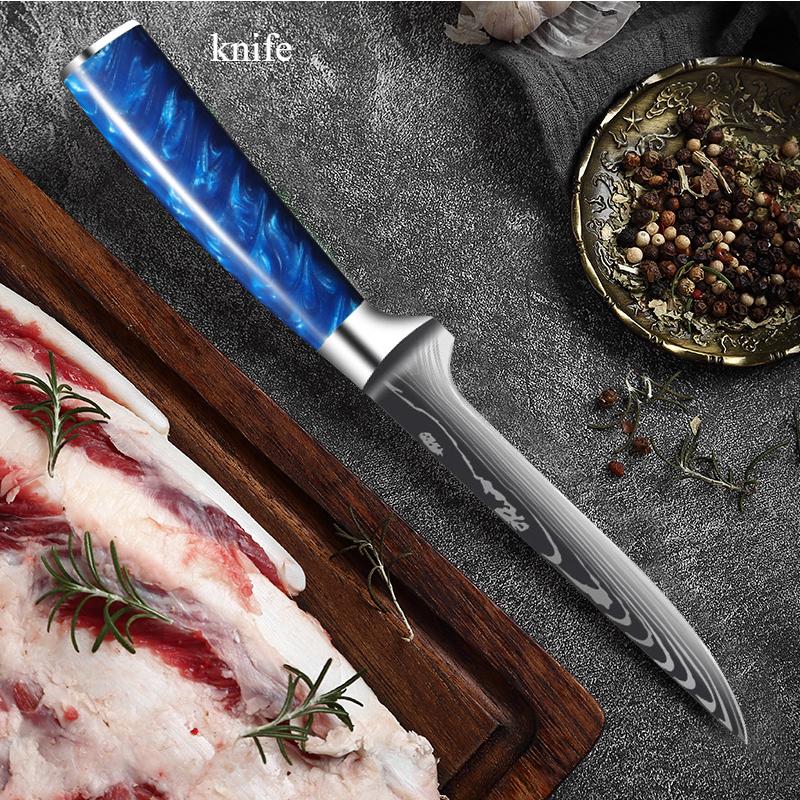 

Нож шеф-повара из нержавеющей стали для нарезки мяса и фруктов, японский кухонный нож, нож для рыбалки, нож для разделки мяса, универсальный нож для очистки овощей Santoku синий