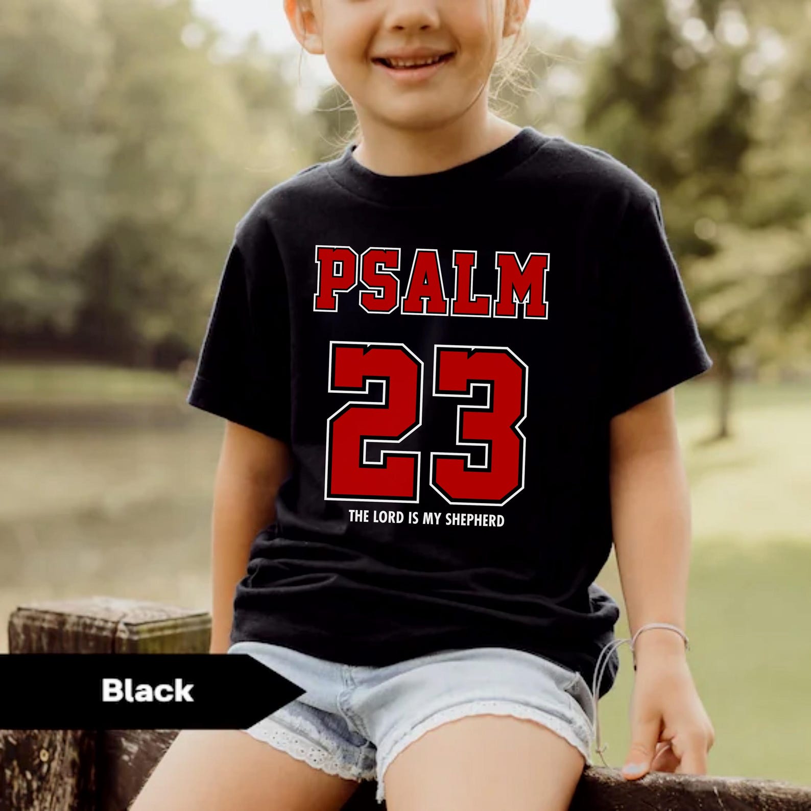 Kids Psalm 23 T-Shirt: Vintage Sports Style, Christian Apparel 2XL