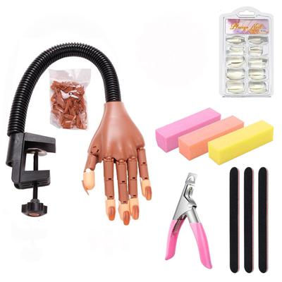 Professionelle Nagel-Übungshand, verstellbar, falsche Hand, Modellnägel, Kunstwerkzeuge, Trainingsnägel, Maniküre-Werkzeug mit 100 Stück Nagelspitzen