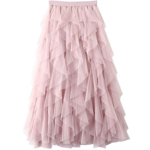 Fashion Womens Ladies Elastic High Waist Ruffle Mesh Pleated Tulle Tutu Skirt Sundress