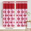 Set Of 2 Red White Polka Dot Bow Heart Curtain Sweet Retro Style Living Room Bedroom Decorative Drawbar Pockets For Area Made Polyester
