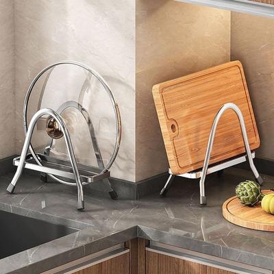 Premium Stainless Steel Kitchen Board Holder Thickened Sticky Cutting Board Rack Countertop Organizer for Pot Lids Storage