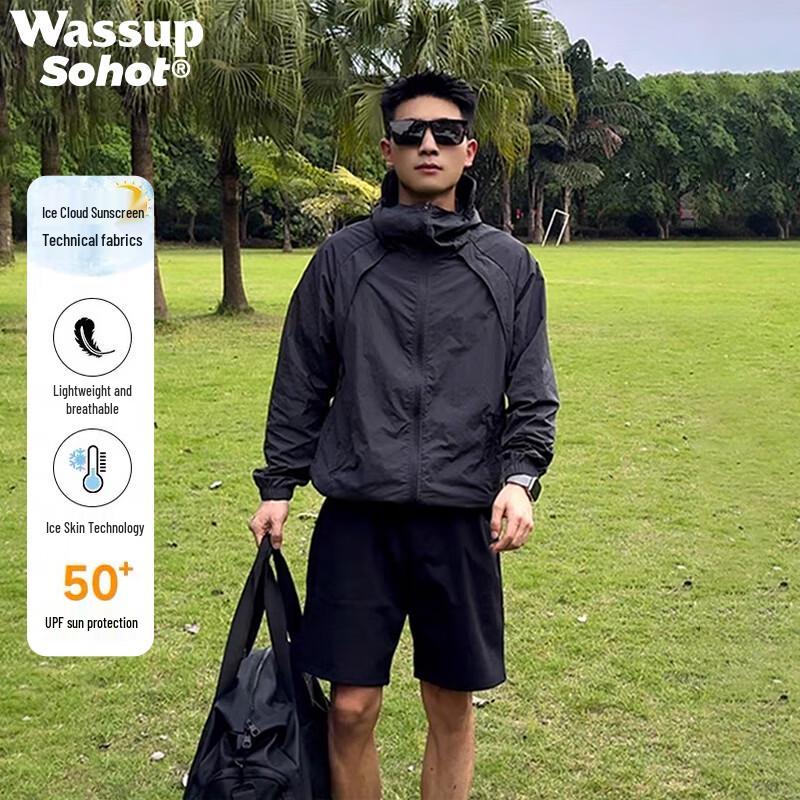 Wassup Sohot Men s UPF50+ Ice Silk Sun Protection Jacket 2XL