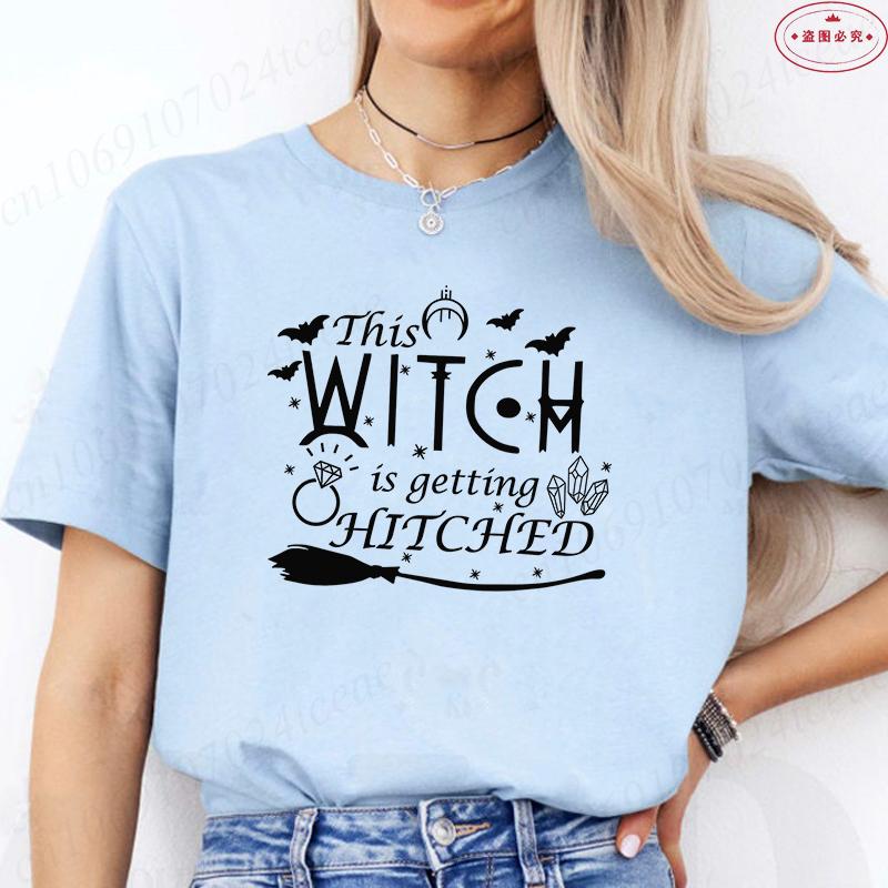 Halloween Bachelorette Party Tshirt This Witch Is Getting Hitched Tees Brides Crew Shirt Women Halloween Bridesmaid Tops