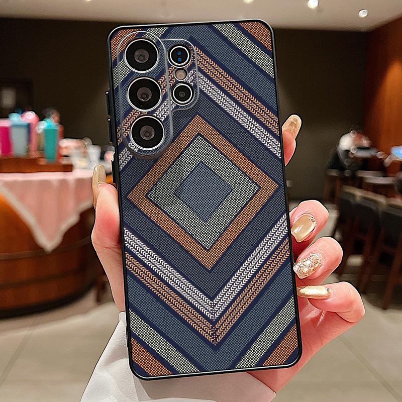 

Geometric Cloth Texture Case For Samsung S26 Edge S25 FE S24 Plus S23 S22 Ultra A15 A16 A17 A35 A36 A37 A54 A55 A56 A57 5G Magnetic Hybrid Matte Cover Samsung A36 5G чорний