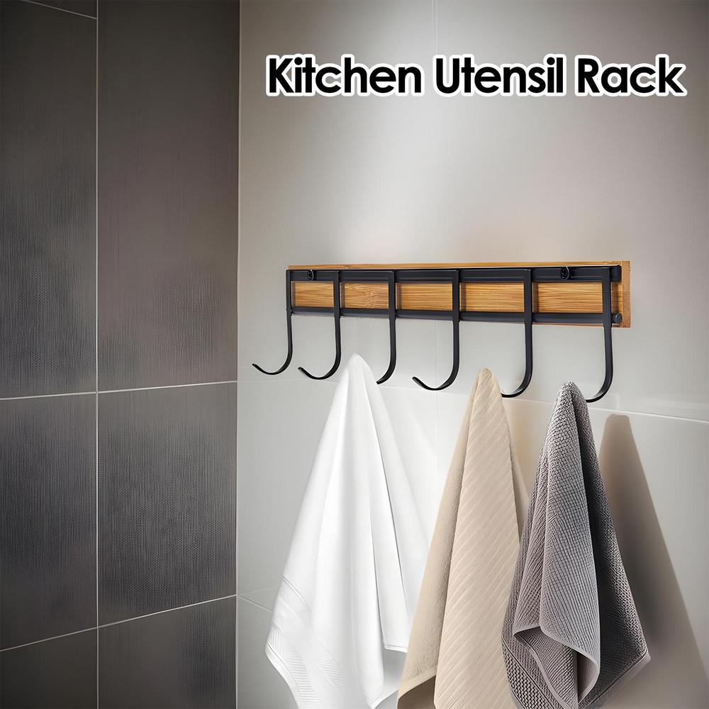 Utensil Rack Soup Spoon Holder Set Of 2 Wall Mounted 6 Hook Utensil Organizer For Kitchen Cabinet Sink Side Pantry Apartment