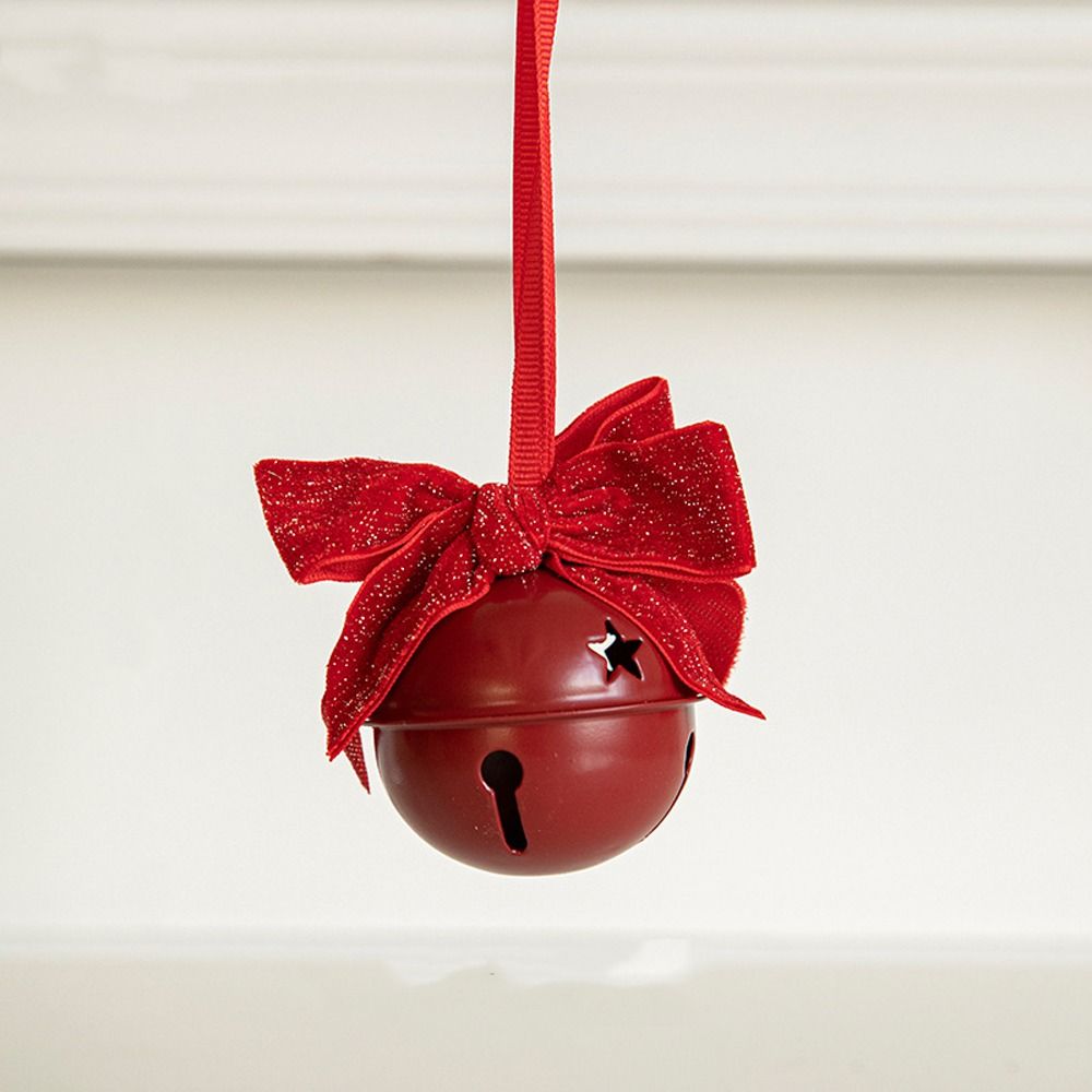 Pleasant Sound Christmas Velvet Bow Bell Iron Pine Cone Bell Pendant  Holiday Wedding Supplies