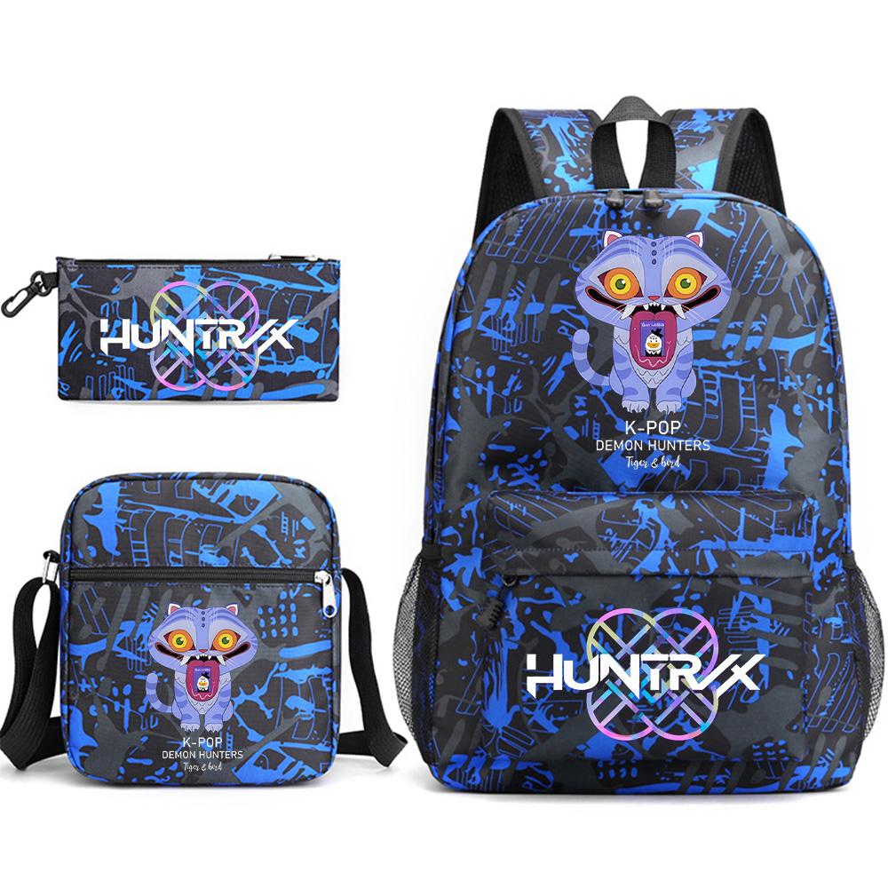 3Pcs/set Anime Printed Backpack with Shoulder Bag Pencil Case for Teenager Student Boy Girl School Bag Large Capacity Waterproof Bookbag Kid Gift